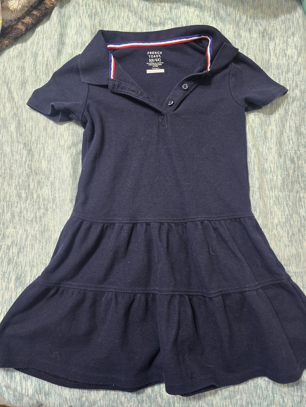 French Toast Girls Navy Blue Polo Uniform Dress Size 6/6X